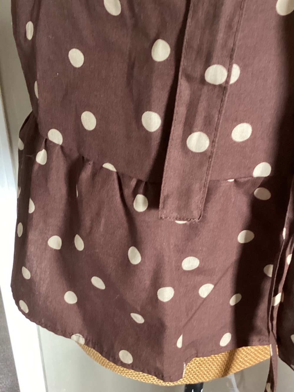 Polka Dot Tie-Front Sleeveless Top - Brown/Beige - Picture 5 of 6
